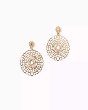 Lilly Lace Statement Earrings - Gold Metallic