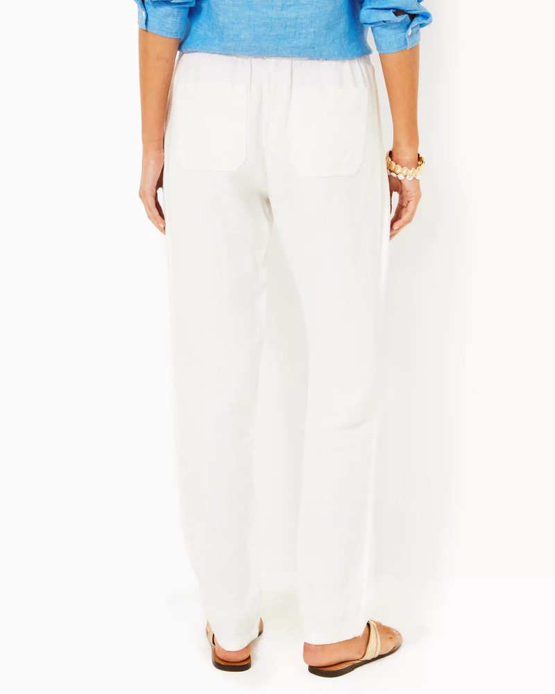 31" Taron Mid Rise Linen Pant - Resort White