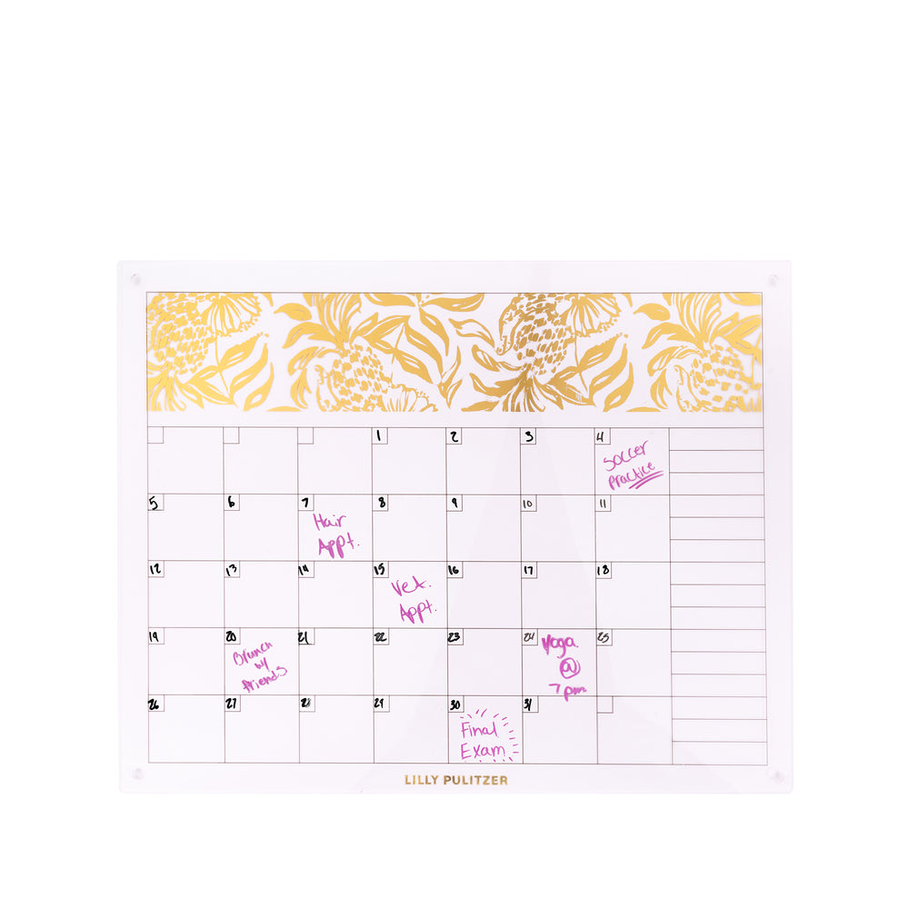 Acrylic Dry Erase Calendar, Gold Metallic Bon Vivants