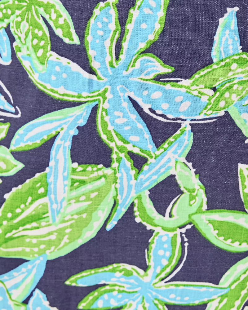 31" Daylen Linen Palazzo Pant - Sapphire Pool Tropical Tango
