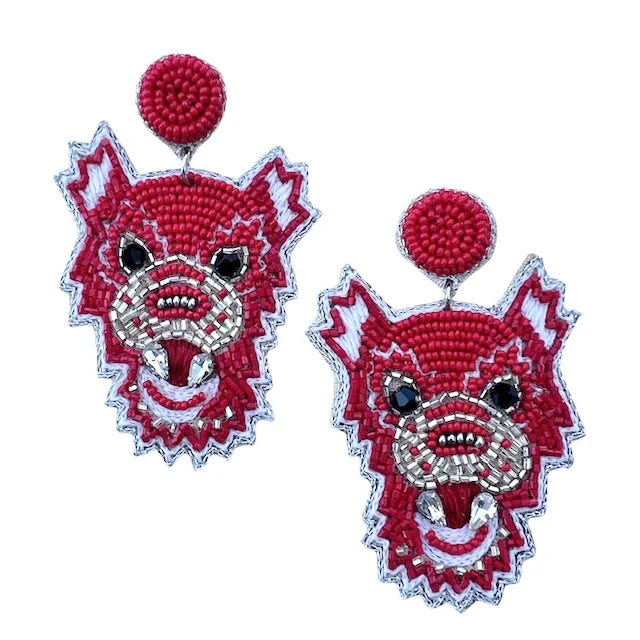 Wolf Earrings - Red