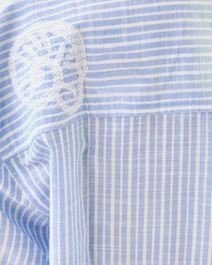 Bondi Button Down Shirt - Jacaranda Blue Beach Day Embroidered