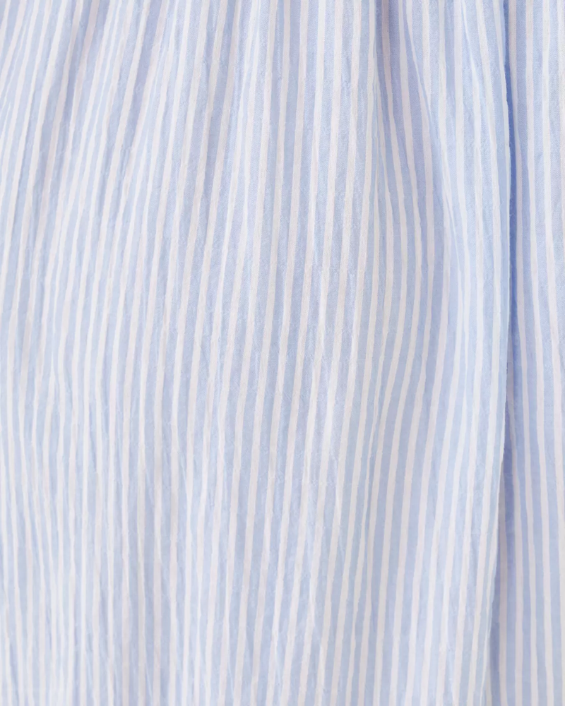 Hadly Smocked Maxi Dress- Jacaranda Blue LTWT Oxford Stripe