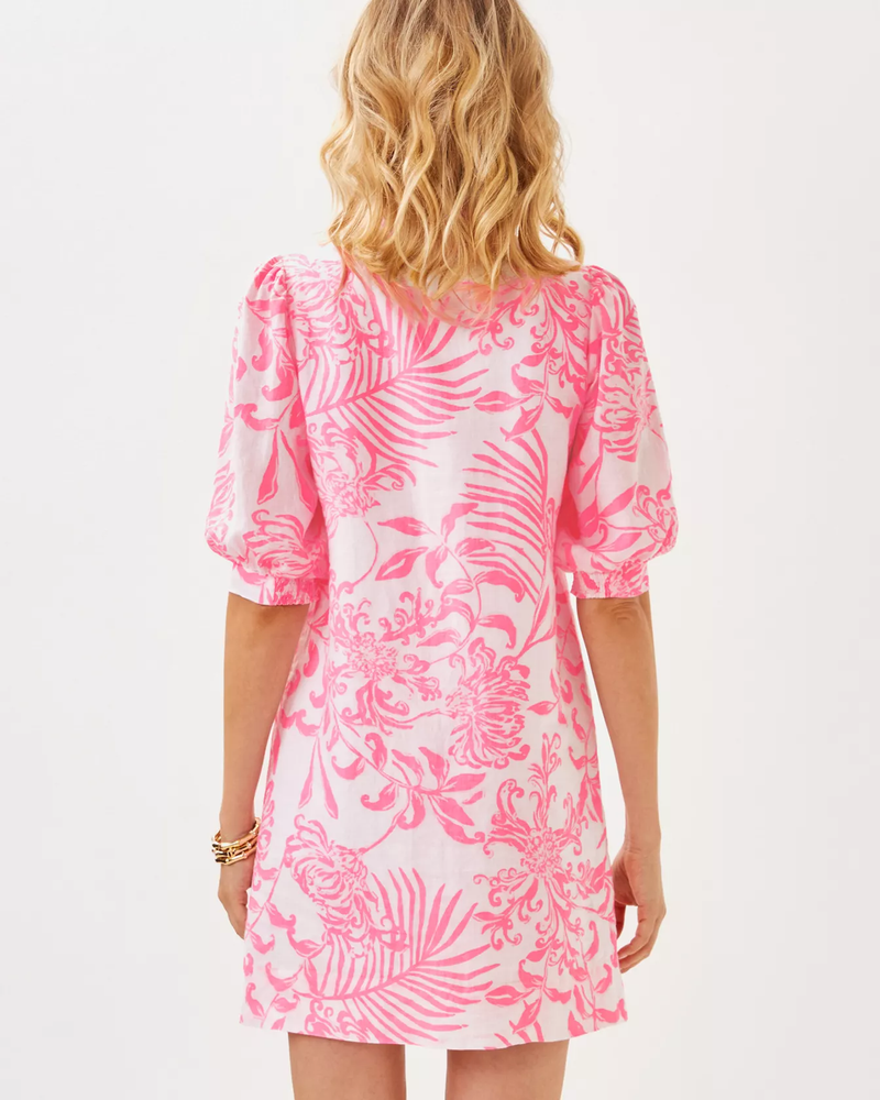 Mialeigh Linen Dress- Rousseau Pink - Glisten in the Sun