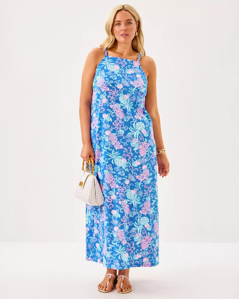 Kyleigh Maxi Dress - Sunwashed Blue Citrus Crush