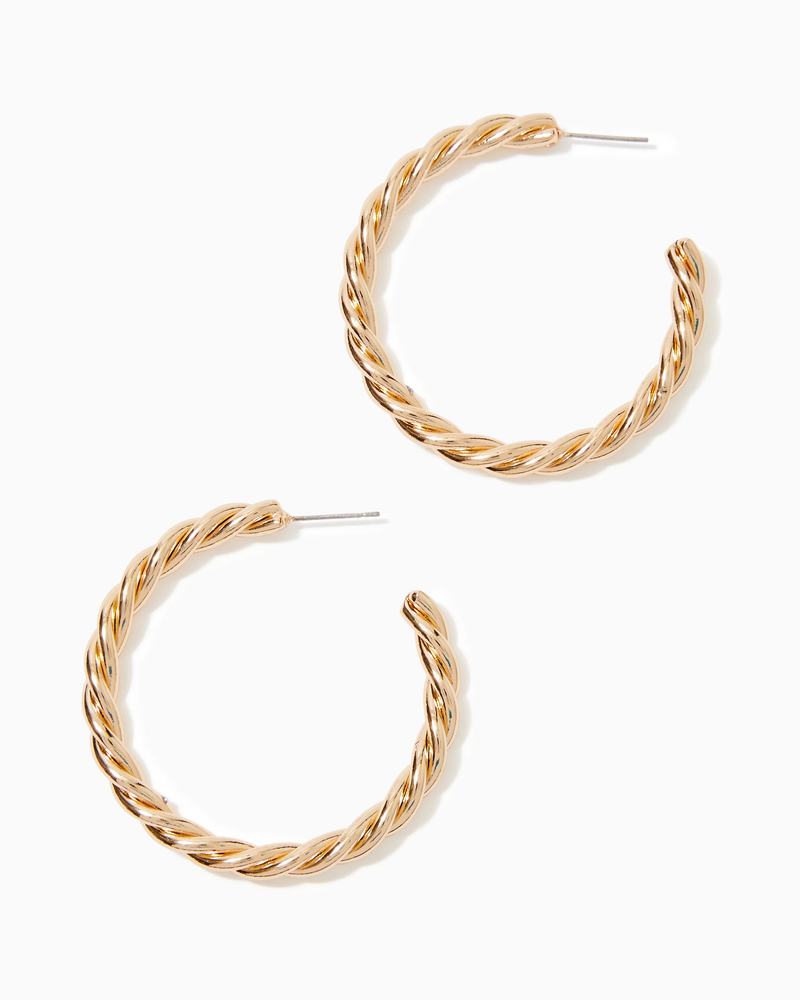 Tropical Twist Hoop Earrings - Gold Metallic -  - 1 SZ