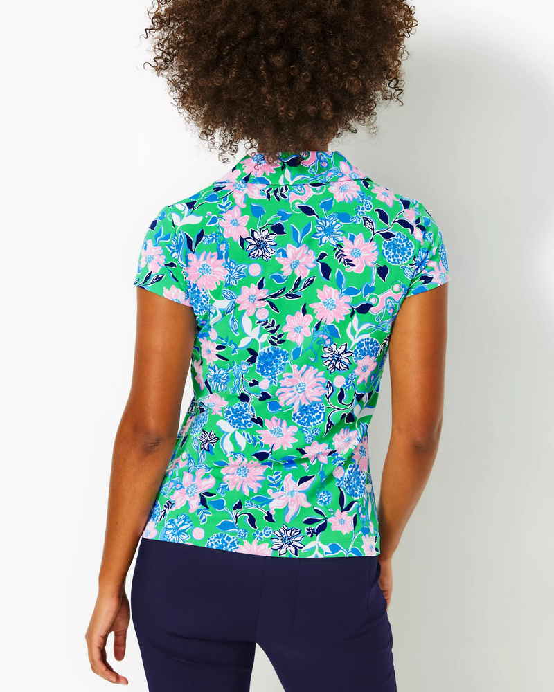 UPF 50+ Luxletic Frida Scallop Polo Top - Spearmint - Golf Till You Drop