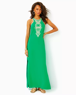 Taylane Embroidered Maxi Shift Dress - Brazilian Green