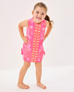 Little Lilly Classic Shift Dress - Sunkissed Pink Breezy Palm Engineered