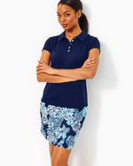UPF 50+ Luxletic Frida Scallop Polo Top - Low Tide Navy
