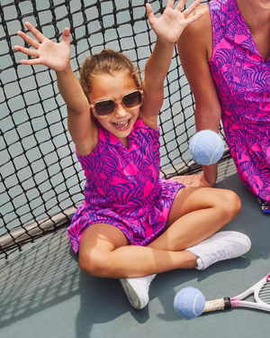 UPF 50+ Luxletic Girls Mini Federica Dress - Passion Fruit Pink - Wild Nights