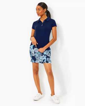 UPF 50+ Luxletic Frida Scallop Polo Top - Low Tide Navy