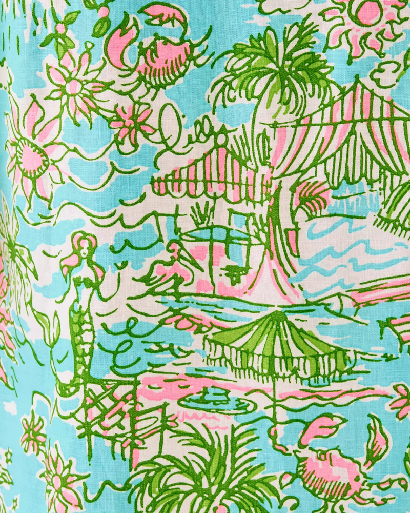 Mialeigh Linen Dress - Fresh Water Blue Sunbathers Bliss