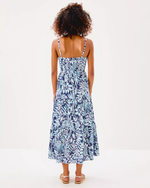 Zanna Cotton Midi Dress - Sapphire Pool  - Summer Shorelines