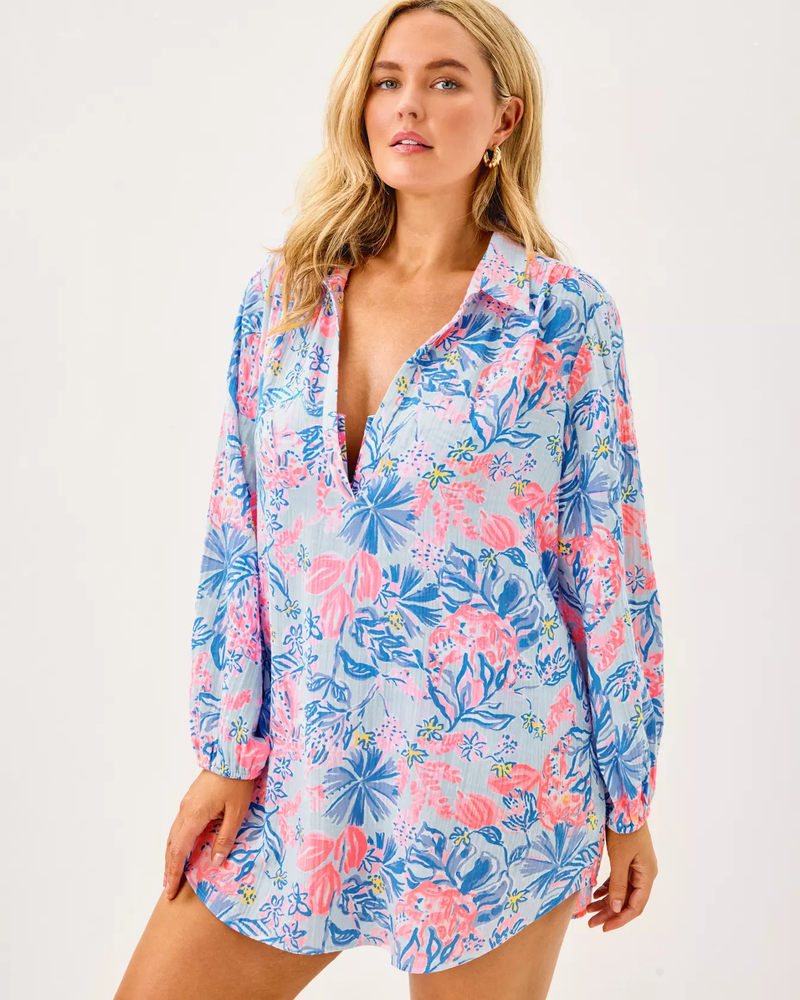 Kique Long Sleeve Cover-Up - Multi Elephant Splash