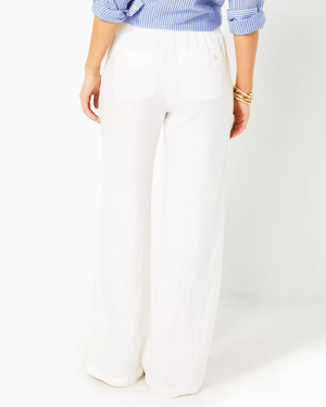 31" Deri Linen Palazzo Pant - Resort White