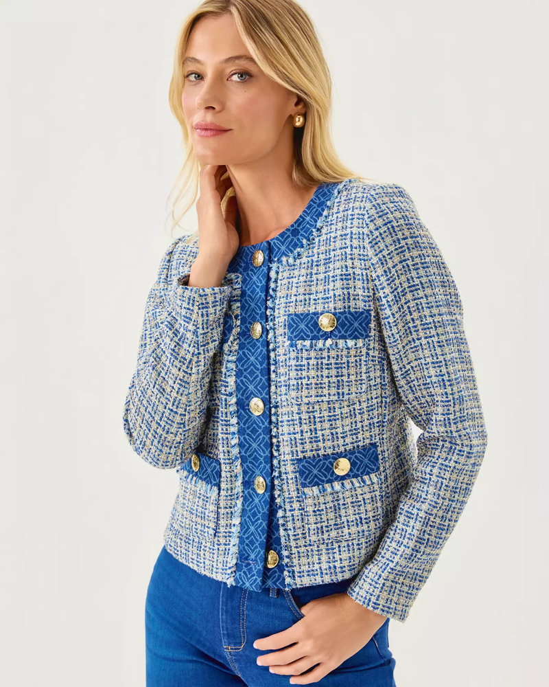 Ascena Boucle Jacket - Tangier Teal Ocean Deep Lurex Boucle