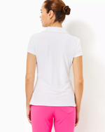 UPF 50+ Luxletic Frida Scallop Polo Top - Resort White