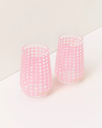 Acrylic Wine Glass Set, Conch Shell Pink Caning