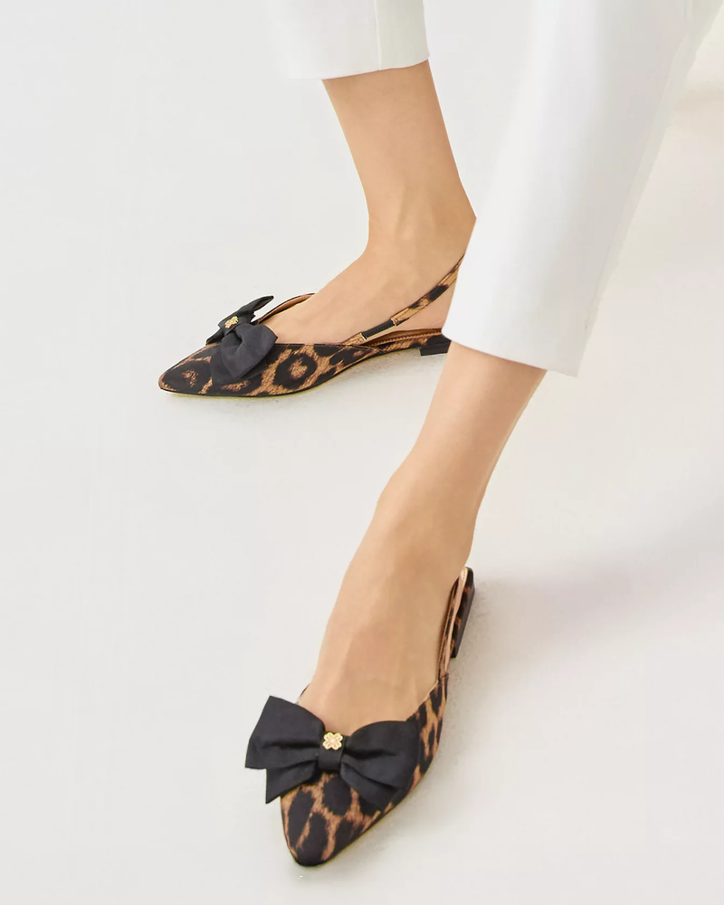 Brit Leopard Bow Slingback Shoe - Multi Leopard Faille