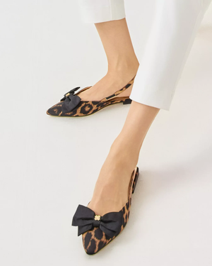 Brit Leopard Bow Slingback Shoe - Multi Leopard Faille