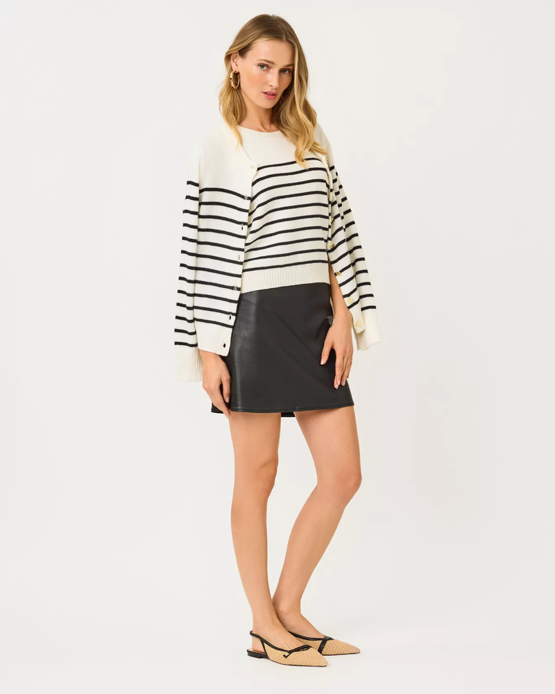 Sarissa High Rise Stretch Coated Mini Skirt  - Noir