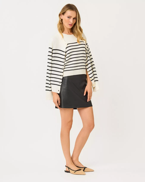 Sarissa High Rise Stretch Coated Mini Skirt  - Noir