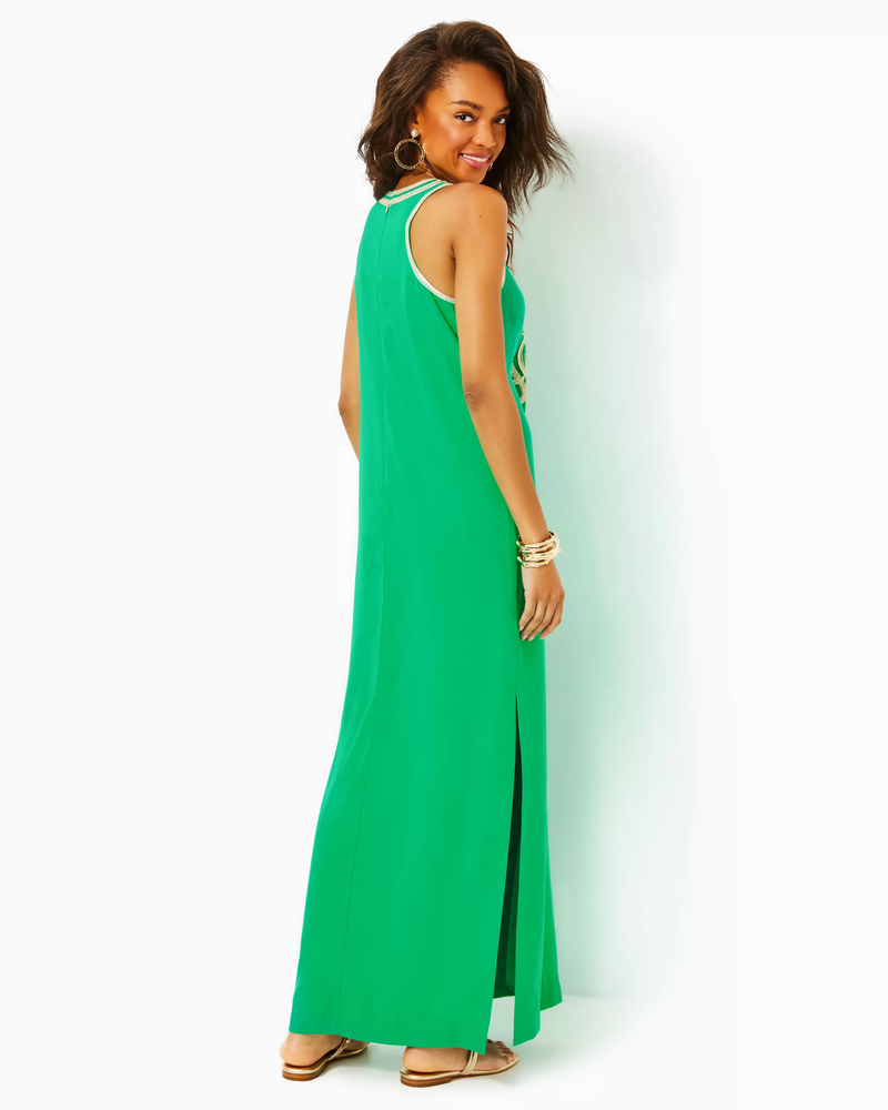 Taylane Embroidered Maxi Shift Dress - Brazilian Green