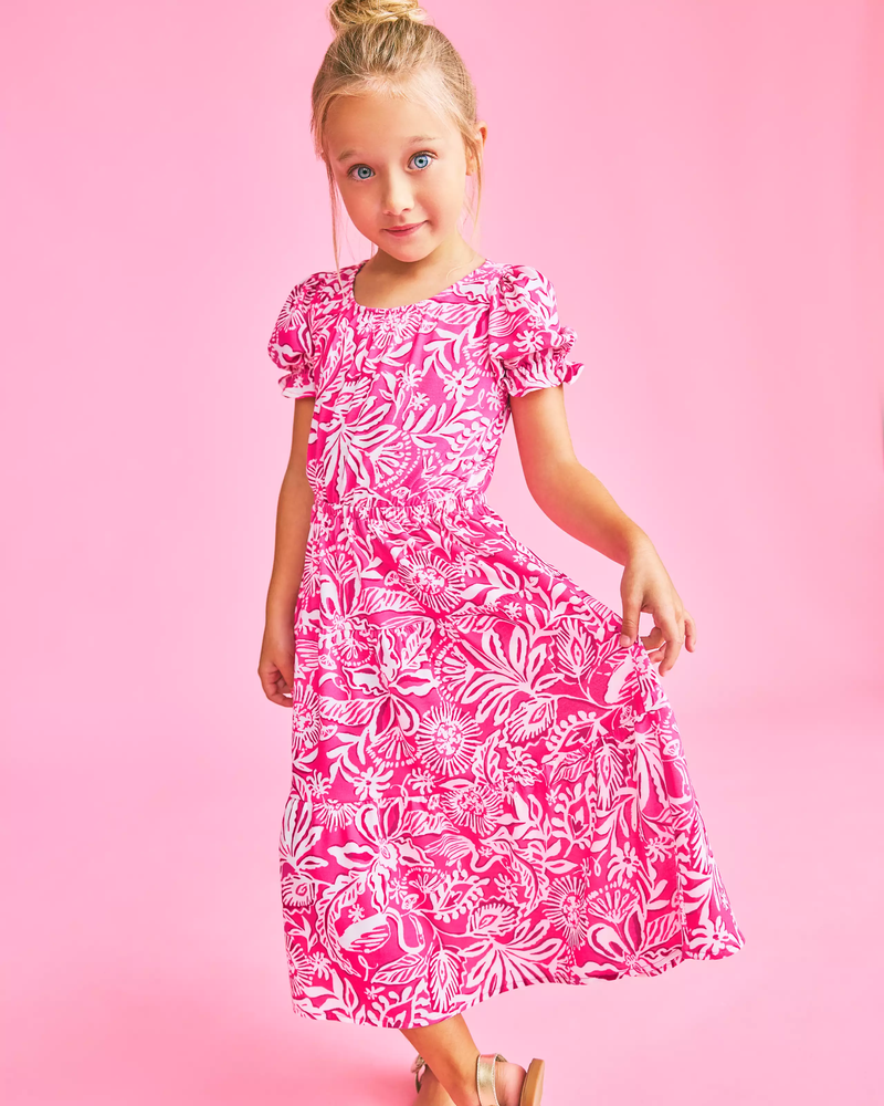 Girls Dean Midi Dress - Passion Fruit Pink Absolutely Flamazing