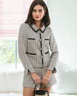 Kalara Boucle Jacket - Coconut Lurex Houndstooth Boucle