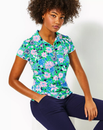 UPF 50+ Luxletic Frida Scallop Polo Top - Spearmint - Golf Till You Drop