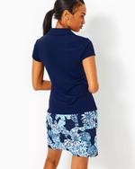UPF 50+ Luxletic Frida Scallop Polo Top - Low Tide Navy