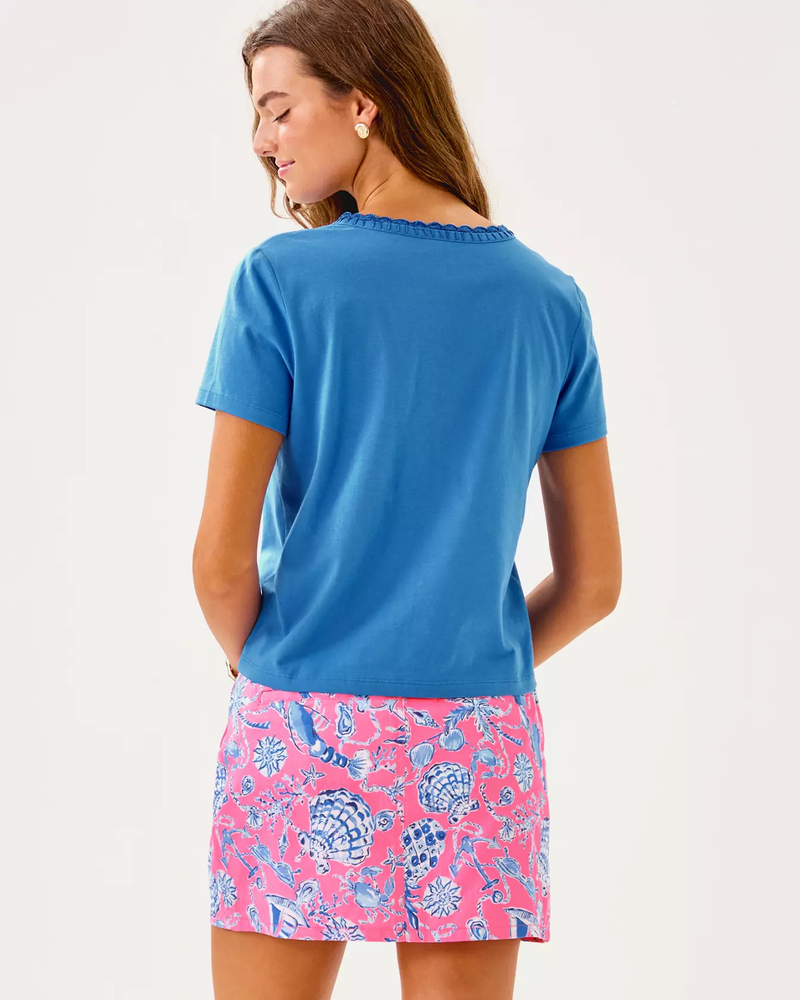 Clairmont Crochet Trimmed Knit Top - Sunwashed Blue