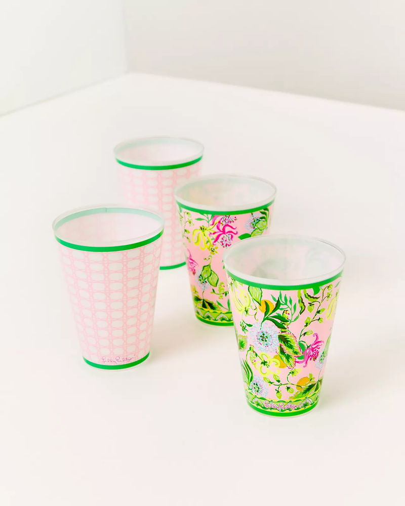 Pool Cups, Via Amore Spritzer/ Conch Shell Pink Caning