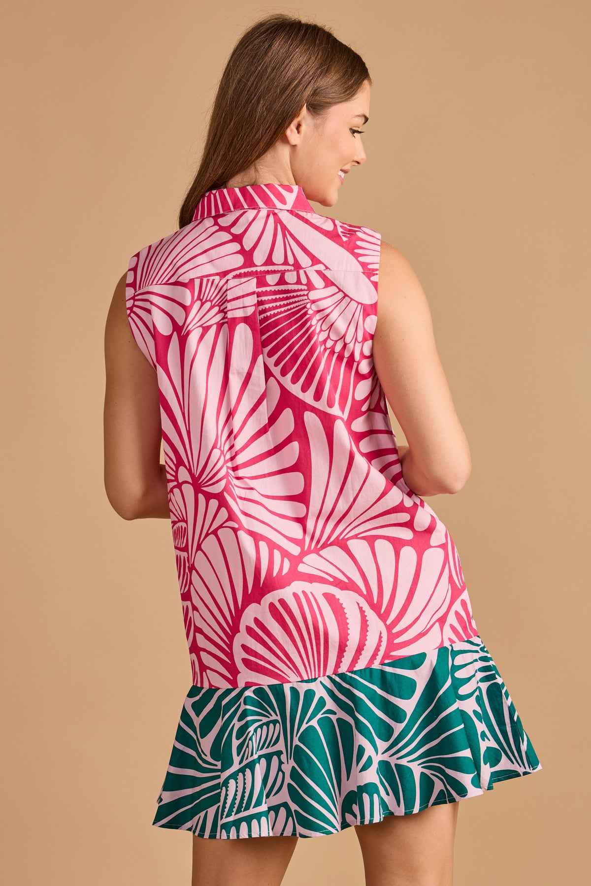 flamingo cocktail dress Tilly Tea dress Color:White Hot Pink Length:Mini Dress Iza Wedding Dress - Printed with distinctive patterns