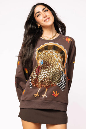 Brown Big Turkey & Leaves Sweatshirt