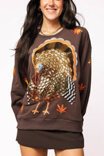 Brown Big Turkey & Leaves Sweatshirt
