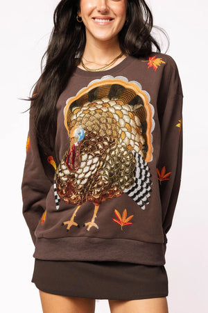 Brown Big Turkey & Leaves Sweatshirt