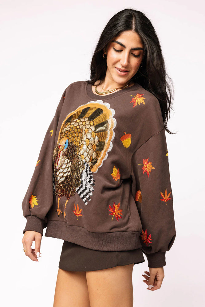 Brown Big Turkey & Leaves Sweatshirt
