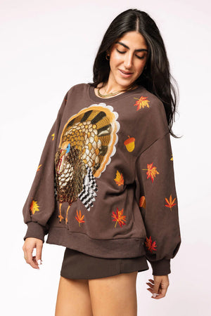 Brown Big Turkey & Leaves Sweatshirt