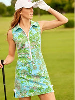 UPF 50+ Luxletic Kathy Bow Dress - Fresh Water Blue Sunbathers Bliss Golf
