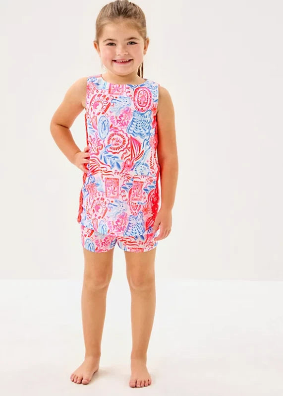 Girls Mini Romey Shift Set - Resort White Lil Sun Sea Sand