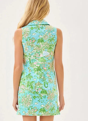 UPF 50+ Luxletic Kathy Bow Dress - Fresh Water Blue Sunbathers Bliss Golf