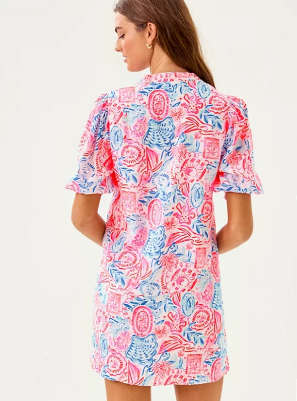 Mialeigh Linen Dress - Resort White Lil Sun Sea Sand