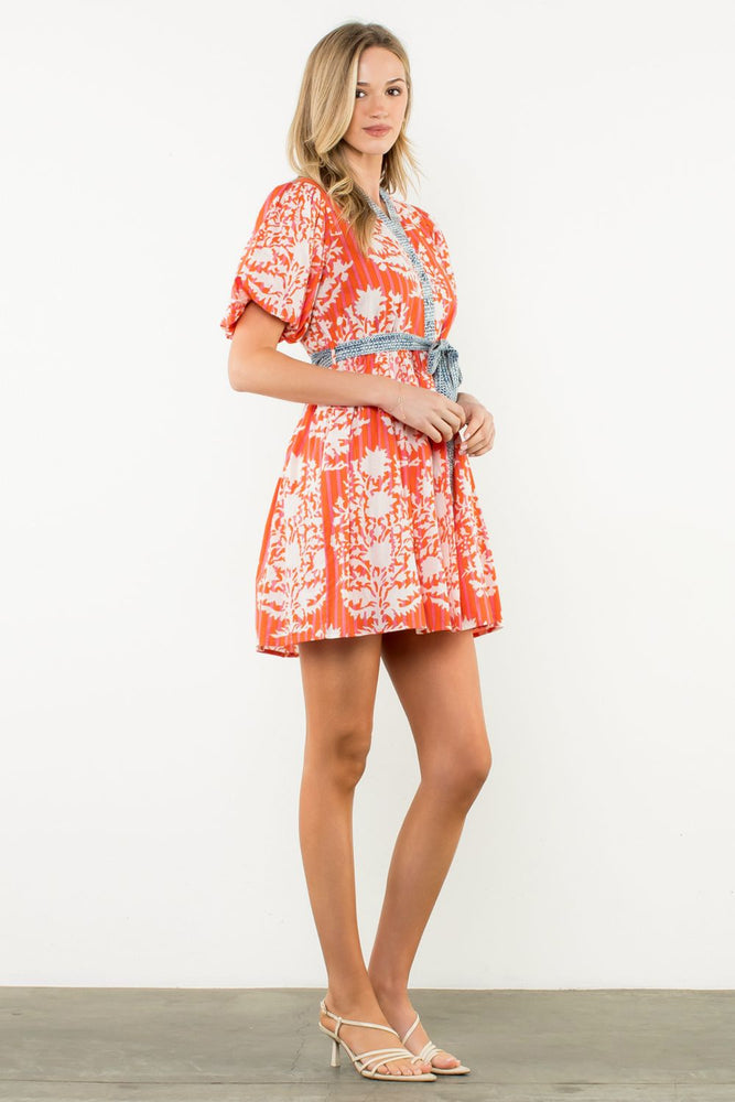 Puff Sleeve Print Dress
