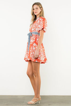 Puff Sleeve Print Dress