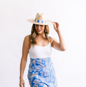 Emily Palm Hat - Blue/White