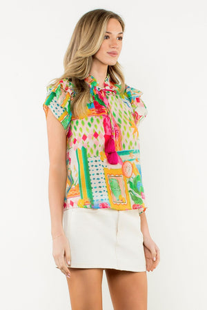 Floral Top - Pink/Blue