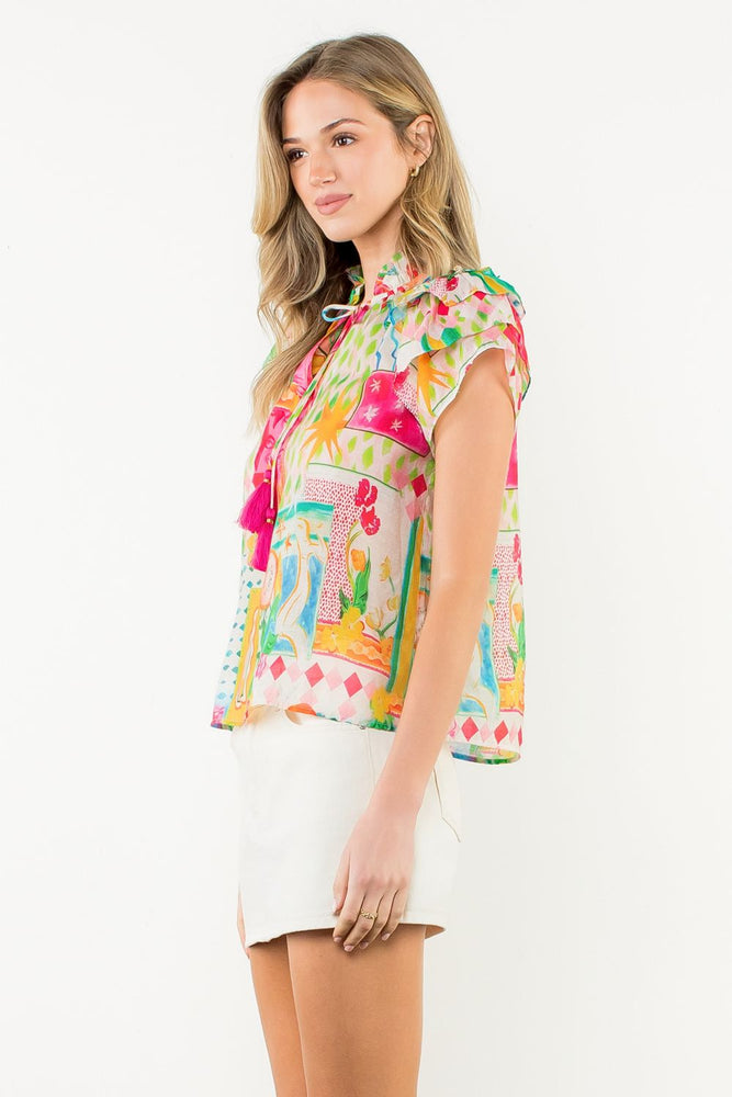 Floral Top - Pink/Blue