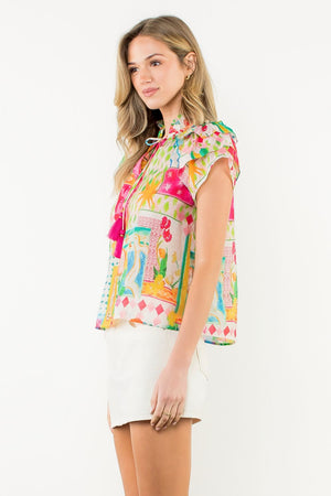 Floral Top - Pink/Blue